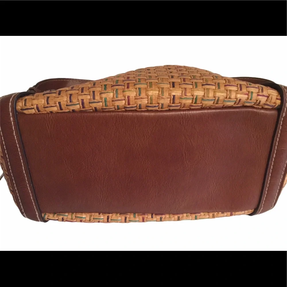 Fossil Vintage Straw Leather Satchel with Key
